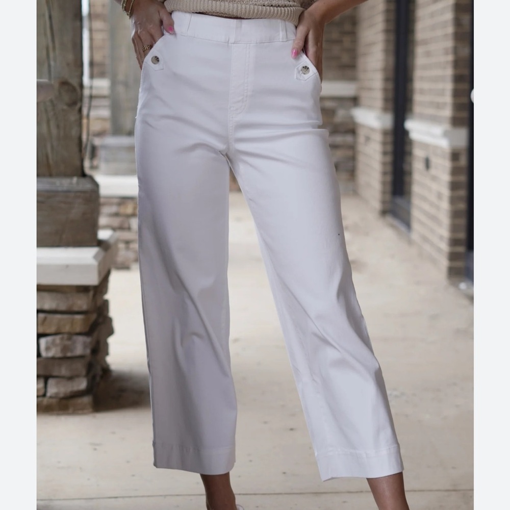 Spanx Twill Wide Leg Cropped Pant